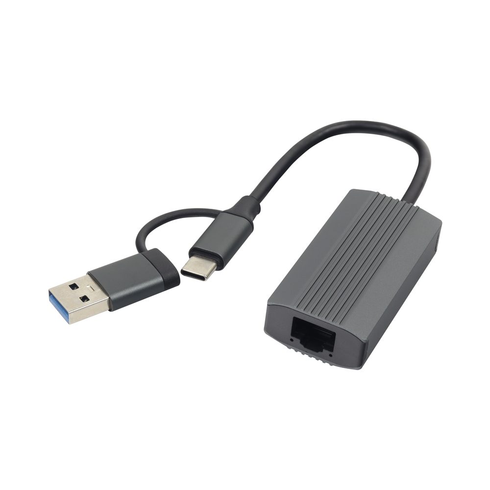 CONVERTIDOR USB Y USB C A GIGABIT RJ45 - AP-63 Agrega conectividad de red rápida y estable a tus dispositivos con una solución compacta y versátil de doble conexión. Ideal para laptops y equipos sin puerto Ethernet. • Conector dual: USB Tipo A y USB Tipo C • Interfaz USB 3.0 para mayor velocidad de transferencia • Velocidad de red: 10 / 100 / 1000 Mbps • Conectividad Gigabit para navegación y streaming fluido • Indicador LED de estado • Longitud de cable: 18 cm • Funcionamiento plug and play Perfecto para trabajo, estudio o uso profesional cuando necesitas una conexión por cable confiable en cualquier lugar.