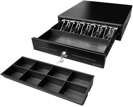 Gaveta de Dinero Metálica 410x420mm | Referencia: 3NSTAR-CD350 | •Caja electrónica •Dimensiones (Pulgadas): 3.9ʺ (H) x 16.1ʺ (W) x 16.5ʺ (D) •Dimensiones (mm): 100mm (H) x 410mm (W) x 420mm (D) •Metal macizo •Conexión: RJ11 •Bloqueo de cerradura •Cajón de plástico resistente •5 compartimientos para billetes, 8 compartimentos para monedas, ranuras de extracción
