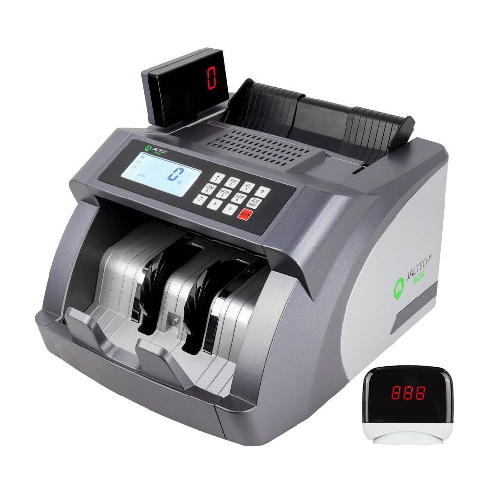 CONTADOR DE BILLETES JALTECH POS UV+MG · Contador de billetes con MG + UV · Nuevo diseño moderno y elegante · Detección MG (magnética) de billetes falsos · Detección UV (ultravioleta) de billetes falsos · Arranque/parada automática · Capacidad de tolva: 150 piezas · Capacidad del apilador: 150 piezas · Velocidad de conteo: > 1000 unidades/min · Tamaño de billetes: longitud: 110-180 mm ancho: 50-85 mm · Grosor de billetes contables: 0,075-0,15 mm · Conteo individual · Suma cada número de conteo · Conteo por lotes · Recuento por lotes (número preestablecido de billetes) · Rango de conteo: 1-9999 · Rango de lotes: 1-999 · Visualización...