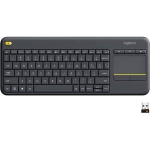 Logitech K400 Teclado - Inalámbrico Conectividad - USB Interfaz - Almohadilla táctil (TouchPad) - Alemán - QWERTZ Diseño - Negro - RF - Silencio, Disminuir volumen, Aumentar volumen Tecla(s) de acceso rápido - Computador, Smart TV, Servidor