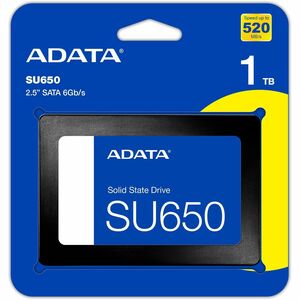 Unidad de estado sólido Adata Ultimate SU650 ASU650SS-1TT-R - 2.5" Interno - 1TB - SATA (SATA/600) - Computadora de escritorio Dispositivo compatible - 600TB TBW - 520MB/s Tasa de transferencia de lectura máxima - 3Año(s) Garantía