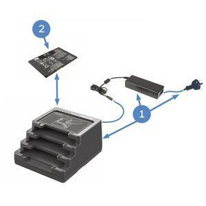 EDA10A  cargador cuadruple para baterías EDA10 KIT INCLUYE POWER SUPPLY .