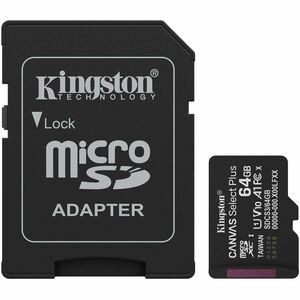 microSDXC Kingston Canvas Select Plus - 64GB - Class 10/UHS-I (U1) - V10 - 1 Solamente - 100MB/s Leer