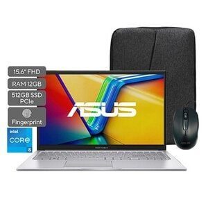 Portátil ASUS Consumo Vivobook 15  X1504VA-BQ4555 |Intel® Core™ i5-1334U Processor 1.3 GHz | 15,6"FHD (1920 x 1080) |12GB DDR4 ( 4GB DDR4 SO-DIMM +  8GB DDR4 on board ) | 512GB M.2 NVMe™ PCIe® 3.0 SSD |Intel® Graphics | 720p HD camera ; With privacy shutter |Wi-Fi 5(802.11ac) (Dual band) 2*2 + Bluetooth® 5.1 Wireless Card |Lector de huella |Teclado tipo chiclet retroiluminado |Sistema Operativo Keep OS |1,70 Kg | Cool Silver | Wired optical mouse (USB),Backpack |Ranuras Expansión (incluye el utilizado): 1x DDR4 SO-DIMM slot,1x M.2 2280 PCIe 4.0x4 |US MIL-STD 810H military-grade standard |EPEAT Silver,Energy star 8.0,RoHS,REACH |Bisagra 180 |Cancelacion de ruido con IA|ASUS Antimicrobial Guard Plus |Garantía 1 año a través de los Centros de Servicio autorizados por la marca.