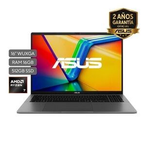 Portátil ASUS Consumo Vivobook S16 M3607HA-RP009 | AMD Ryzen™ 7 260 Processor 3.8GHz (24MB Cache, up to 5.1 GHz, 8 cores, 16 Threads); AMD XDNA™ NPU up to 16TOPS |16" WUXGA (1920 x 1200) 16:10 Anti-glare display 300nits|16GB DDR5 on board |512GB M.2 NVMe™ PCIe® 4.0 SSD Gráficos: AMD Radeon™ Graphics |FHD camera with IR function to support Windows Hello ; With privacy shutter |Wi-Fi 6(802.11ax) (Dual band) 2*2 + Bluetooth® 5.3 Wireless Card|Teclado tipo Chiclet Backlit with Num-key | No preinstalled OS|1,70 Kg |Matte Gray |Aluminum | Ranuras Expansión (incluye el utilizado) 1x DDR5 SO-DIMM slot,1x M.2 2280 PCIe 4.0x4|Firmware TPM |US MIL-STD 810H military-grade |EPEAT Silver,Energy star 8.0,RoHS,REACH | Cancelacion de ruido con IA ASUS Antimicrobial |Garantía 1 año (1-1-0) a través de los Centros de Servicio autorizados por la marca.