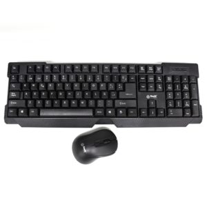 COMBO BASIK TECH INALAMBRICO COMBO INALÁMBRICO -BOTONES: TECLADO 104 -MOUSE 3 BOTONES -DPI 1600 -BATERÍA TECLADO: AA X 1 (NO INCLUIDA) -BATERÍA MOUSE: AAA X 2 (NO INCLUIDA) -COLOR: NEGRO -LUZ ROJA -CONEXIÓN INALÁMBRICA: 2.4GHZ -ALCANCE: HASTA 10 METROS. -PLUG-AND-PLAY -COMPATIBLE CON: WINDOWS, MAC OS 10,5 Y LINUX