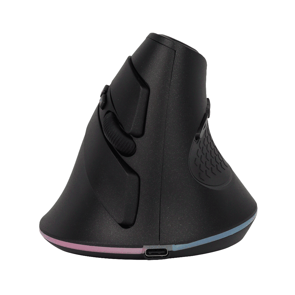 MOUSE VERTICAL BT+2.4 RBG RECHARGE 11DWX MOUSE VERTICAL RGB RECARGABLE -BOTONES: 7D -DISEÑO ELEGANTE Y FUTURISTA -3 CONEXIONES: 2,4G + BT 5.1. + BT 5.1 -LUZ GAMER RGB -BATERIA DE 600mAh -DURACIÓN DE LA BATERÍA: 15 DÍAS APROX. -DPI: 800-1200-1600-2400 -PUERTO DE CARGA: USB TIPO C -LONGITUD DEL CABLE DE CARGA: 50CM