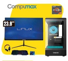 AMD RYZEN 7|GAMING Ryzen 7-5700G/RAM 16GB /SSD 500GB/FP 550W/Board A520M-KASUS PRIME/23.8" CMX/Linux OS 23.8” M Pr R o - c C e M sa X d - o 2 r 4 : E A X M 05 D 3 R 1 yzen 7-5700G Board: A520M-KASUS PRIME | Ram: DDR4 16GB (NO RGB) | Almacenamiento: SSD 500GB PCIE | M.2 | Monitor: 23.8" CMX 120HZ FHD | Refrigeración: Refrigeración liquída | 240MM