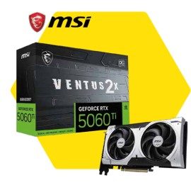 Tarjeta de Video GeForce RTX 5060 Ti 8G VENTUS 2X OC PLUS Memory: 8GB GDDR7 Motor de gráficos: NVIDIA GeForce RTX 5060 Ti Norma Bus: PCI Express Gen 5 x16 (uses x8) Interfaz de Memoria: 128-bit Velocidad clock núcleo (MHz): Extreme Performance: 2617 MHz (MSI Center), Boost: 2602 MHz Velocidad clock memoria (MHz): 28 Gbps Consumo (W): 180 W Salida: DisplayPort x 3 (v2.1b), HDMI x 1 (As specified in HDMI 2.1b: up to 4K 480Hz or 8K 120Hz with DSC, Gaming VRR, HDR