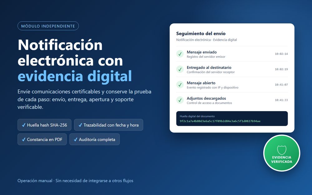 Paquete 1000 Notificaciónes Electrónicas con Evidencia Digital