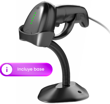ESCÁNER PLUS 1D /QR | Escáner 1D y QR | Lector de códigos 1D y 2D | Interfaz cableada USB Tipo A | Velocidad de escaneo: 200 veces/s | Alcance el escaneo: 6cm-30cm | Sensor: CMOS 2D