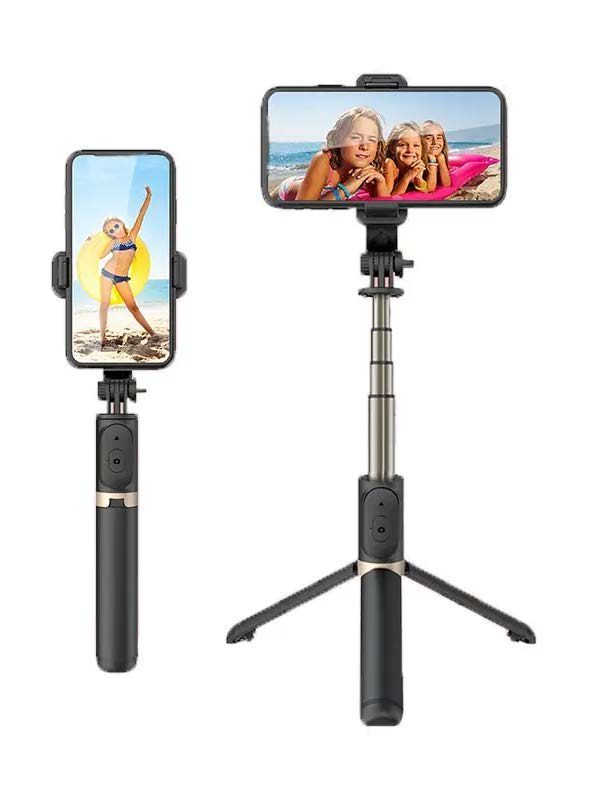 SELFIE ALL IN ONE - C01 SELFIE BT Q03 | Funciones: Trípode + Selfie stick · Selfie Stick BT | Rotación 360° · 2 en 1 | Compatible con Android y iOS · Funciones: Selfie Stick/trípode | Bluetooth 4.2 | Incluye control remoto | Distancia Bluetooth: 10m