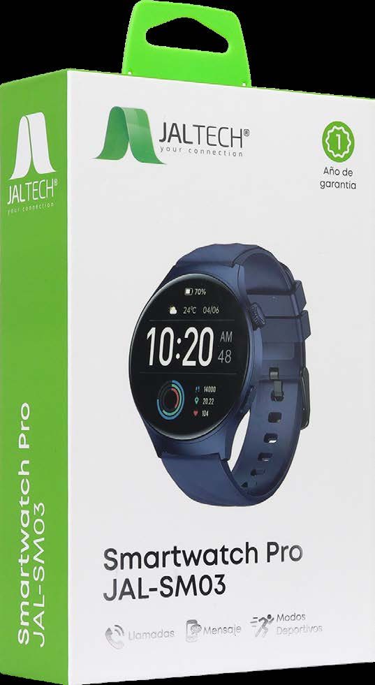 SMARTWATCH PRO JAL-SM03 | Tipo de pantalla: AMOLED | Interfaz personalizable | Capacidad de batería: 270mAh | Duración aproximada de la batería: 5 días | Tiempo de carga: 50 minutos | Micrófono y altavoz incorporado