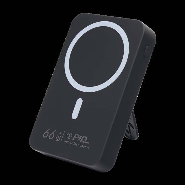 POWER BANK 10000 mAh POWER BANK CARGA RÁPIDA 3.0A MAGNÉTICO PLUS | Power bank con protocolo power · Power bank con carga magnética | Carga super rápida 66w 3a doble vía. · Capacidad: 10000mAh | 2 Puertos de salida USB A · Soporte plegable | 2 Puertos de salida USB C · Tecnología power Delivery (PD20W) | Linterna · Tamaño: 107x66x20mm | Pantalla LED · Peso: 225g