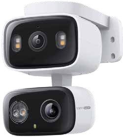 Cámara de seguridad de doble lente de 2K 3MP | Referencia: TAPO-C246D | •Visión nocturna inteligente: Elija entre vibrantes colores completos con focos, infrarrojos discretos en blanco y negro o un modo inteligente automático basado en la detección de luz Al •Lente de gran angular y | teleobjetivo: Campo de visión de 125° y un teleobjetivo de 6 mm •Seguimiento inteligente | sincronizado: Cuando la lente fija detecta eventos, la lente de giro / inclinación girará automáticamente para enfocar y rastrear el objeto en movimiento •Colocación flexible en interiores y exteriores •Resistente al Agua y al Polvo IP65